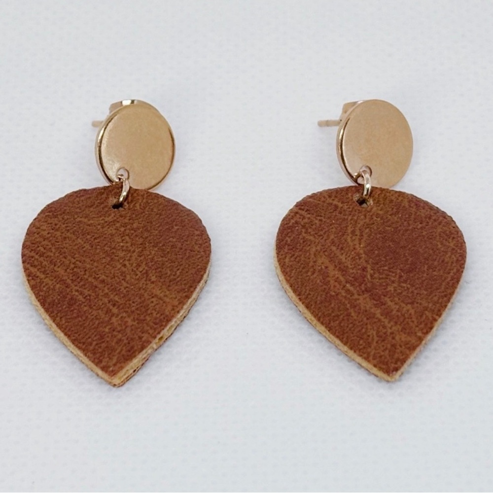 Artisan Handcrafted 10k Rose Gold Plated
Sterling Silver Faux Leather Earrings! - Picture 4 of 10